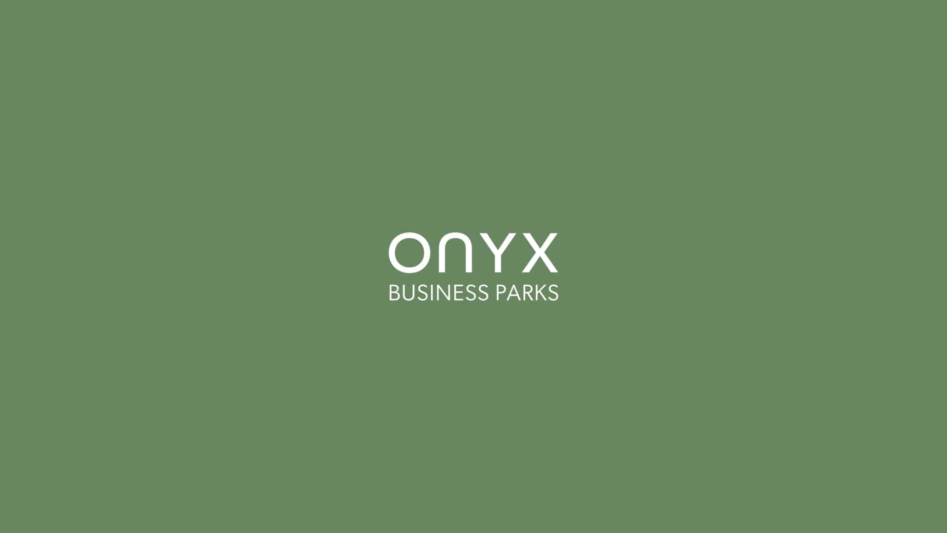 Onyx Business Parks white logo on green background
