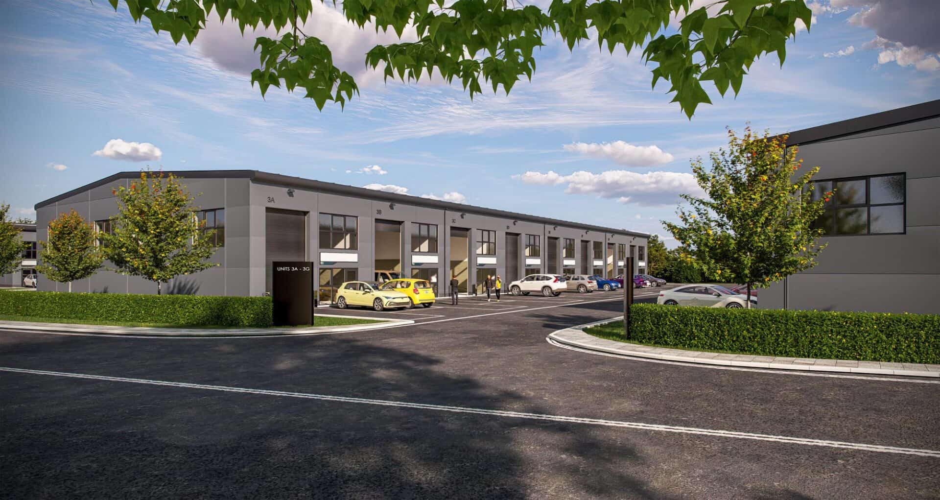 CGI of units 3A-3G at Roundswell, Barnstaple, development by Onyx Business Parks