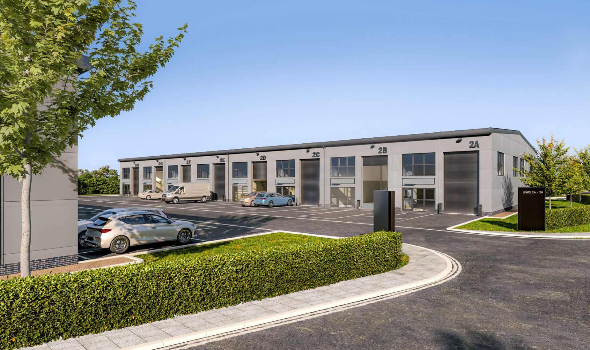 CGI of units 2A to 2H at Roundswell, Barnstaple, development by Onyx Business Parks