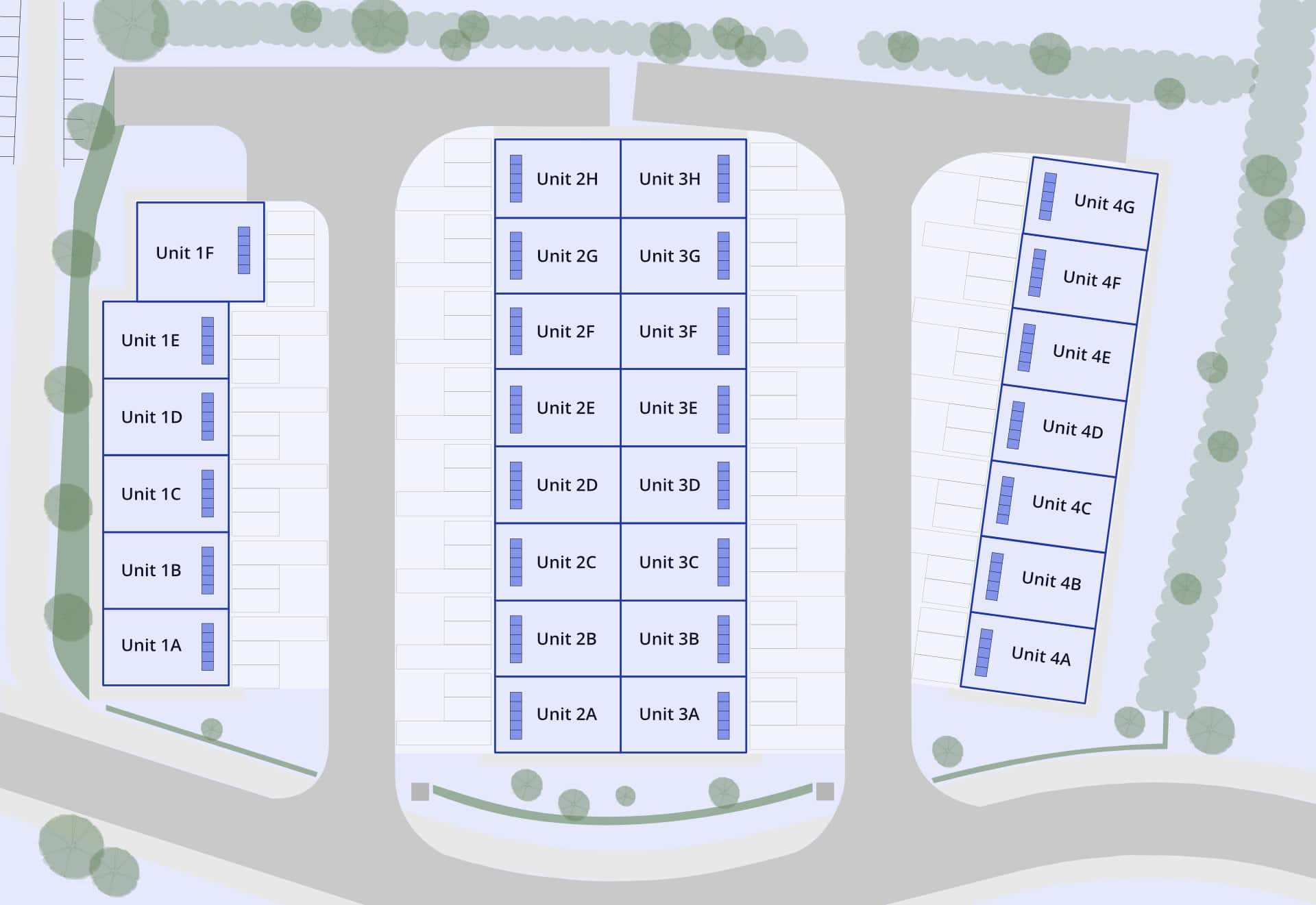 Styled site plan of Roundswell, Barnstaple